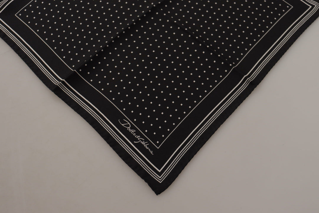 Elegant dotted men's scarf made of black silk
