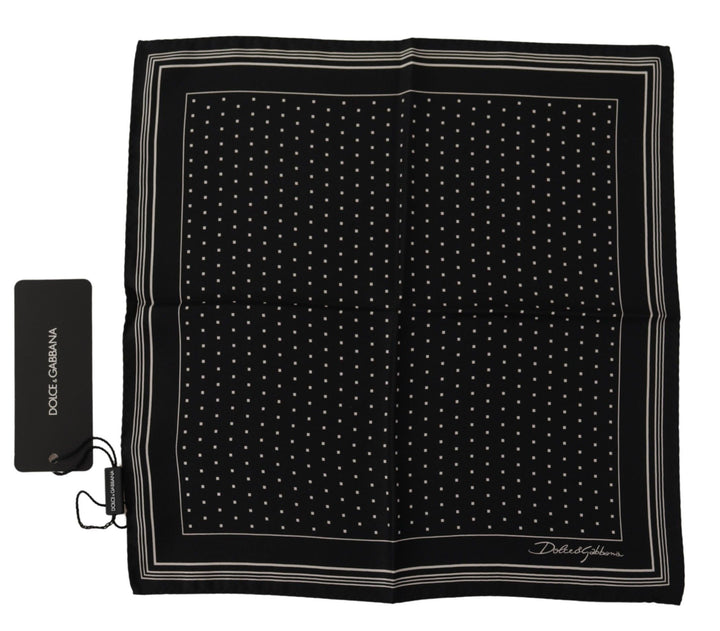 Elegant dotted men's scarf made of black silk