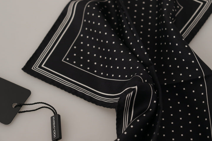 Elegant dotted men's scarf made of black silk