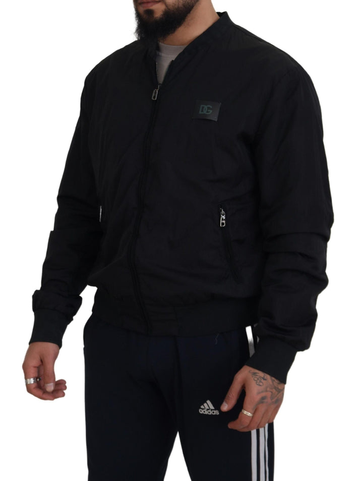 Elegant black bomber jacket