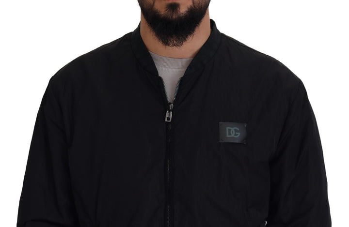 Elegant black bomber jacket