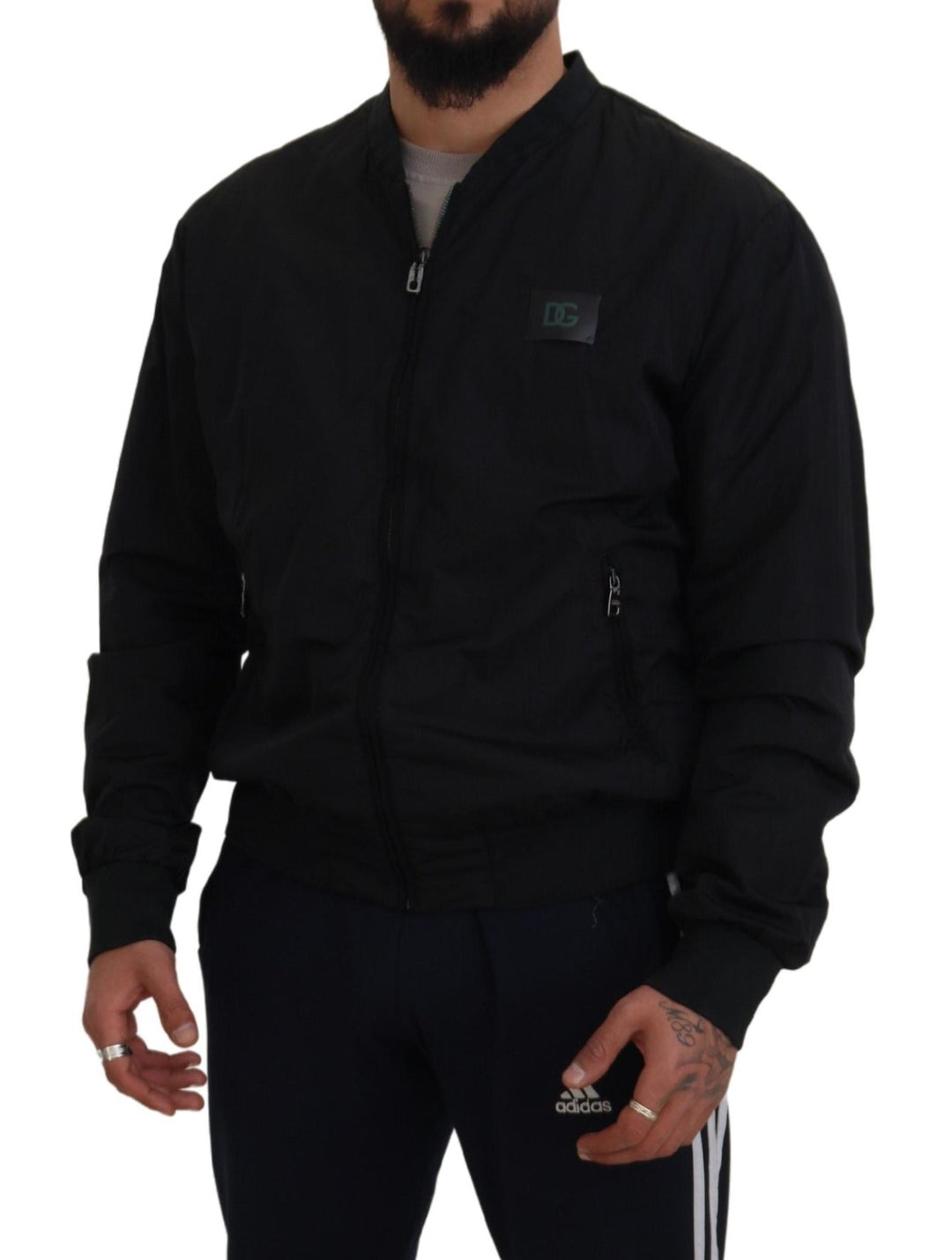 Elegant black bomber jacket
