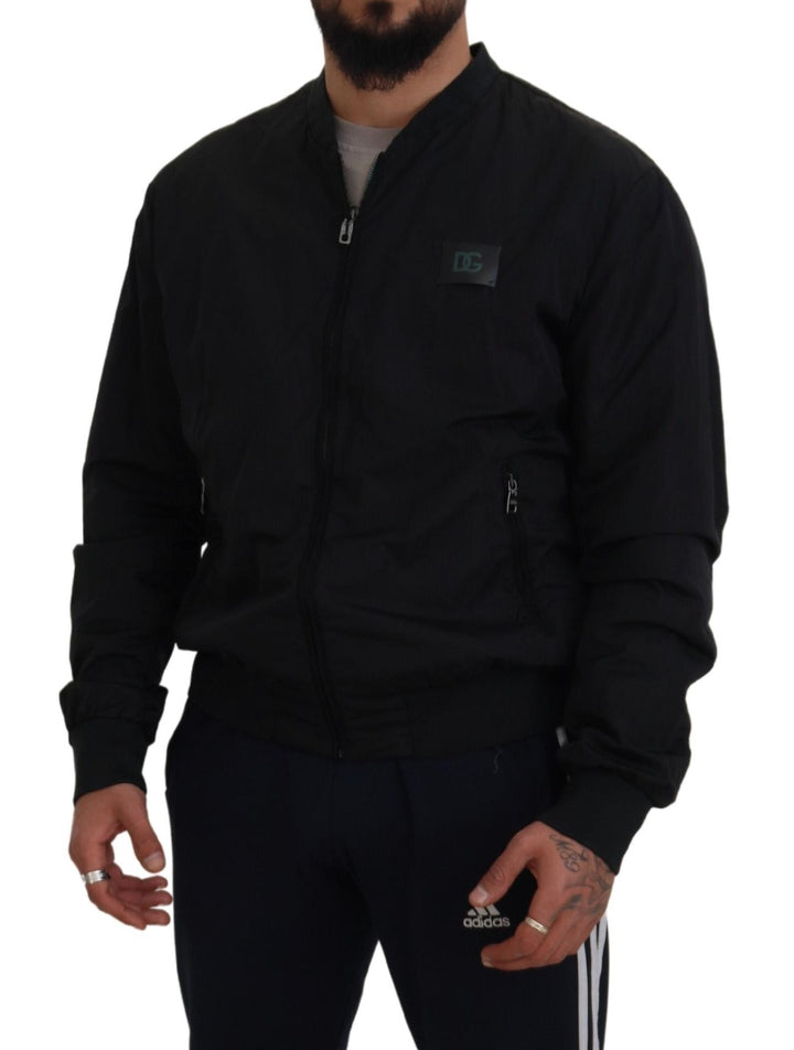Elegant black bomber jacket