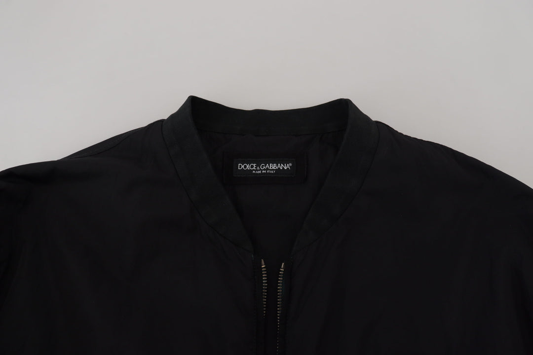 Elegant black bomber jacket