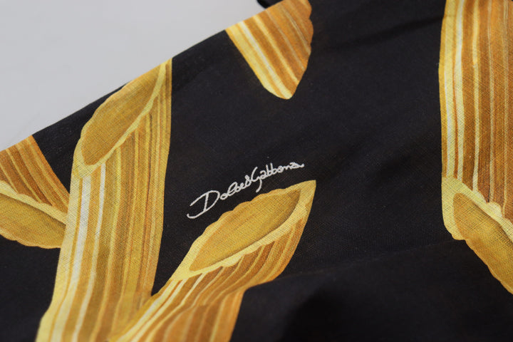 Black linen shirt with Penne Rigate print