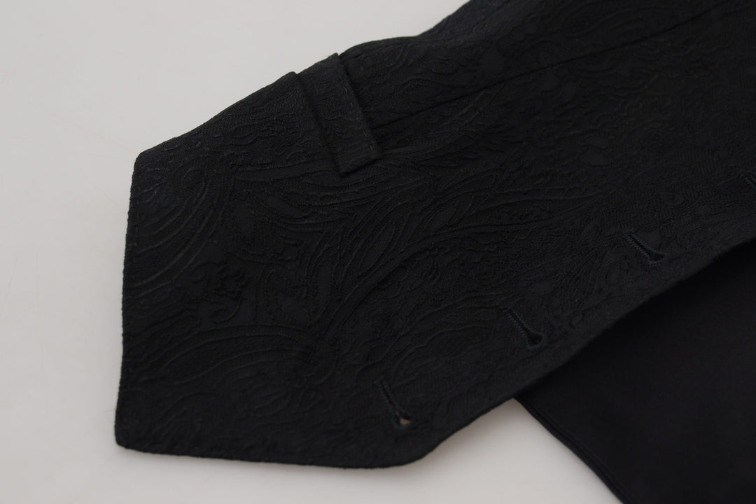 Elegant Black Silk Blend Waistcoat