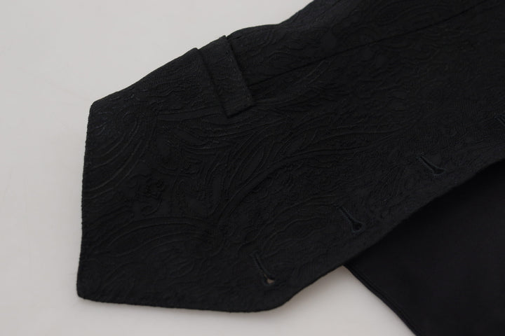Elegant Black Silk Blend Waistcoat