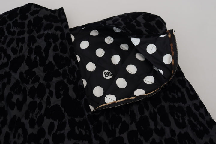 Schwarzes Leopard-Shift-Minikleid aus Polyester