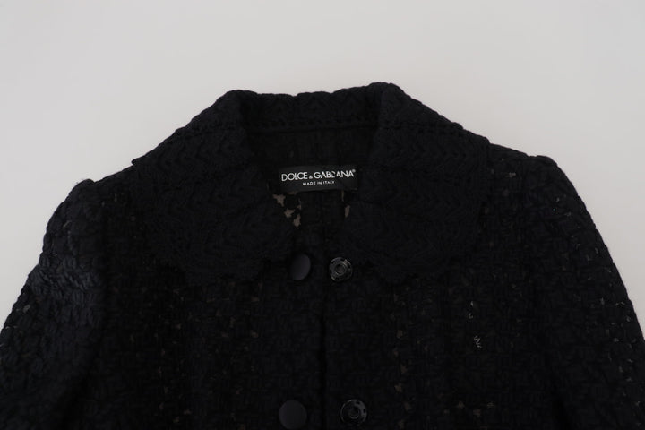 Elegant black wool blend button down jacket