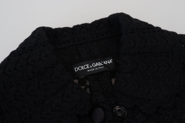 Elegant black wool blend button down jacket