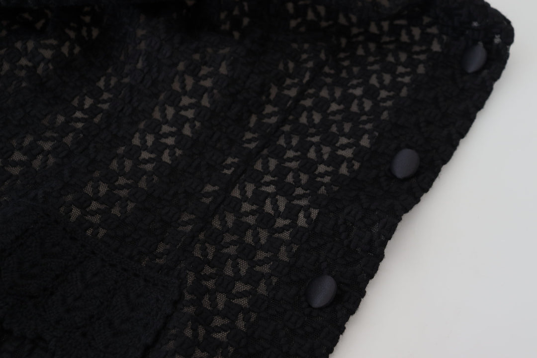 Elegant black wool blend button down jacket