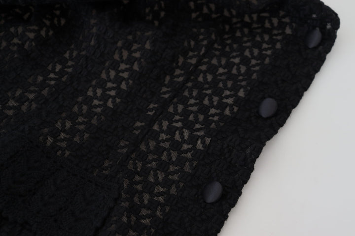Elegant black wool blend button down jacket