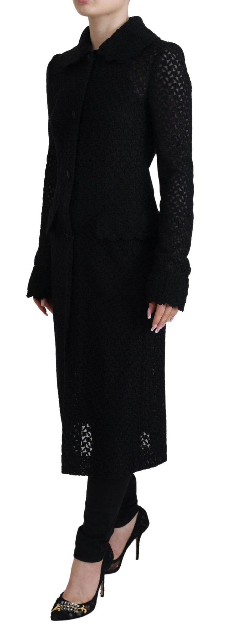 Dolce & Gabbana Klassische gestrickte lange Jacke mit Knopfleiste