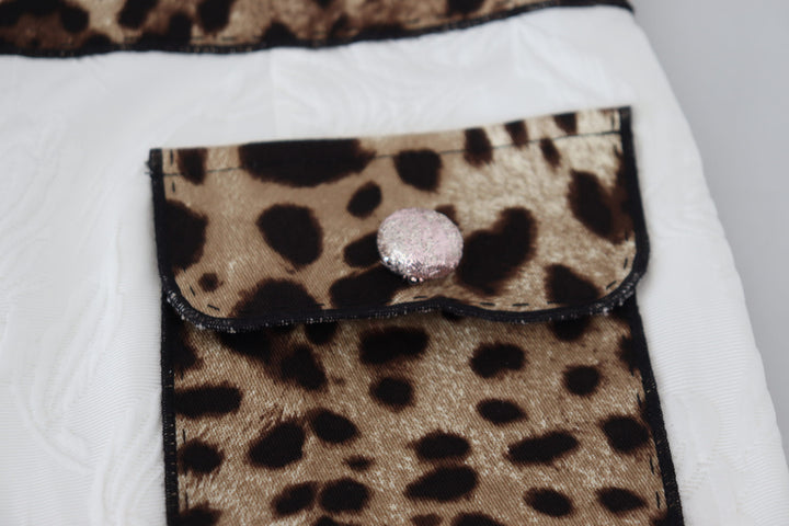 Weiße Hose mit Leopardenmuster und hoher Taille
