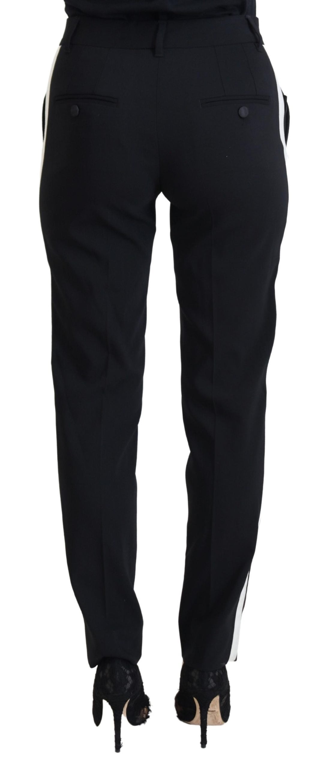 Elegant black trousers made of wool and silk