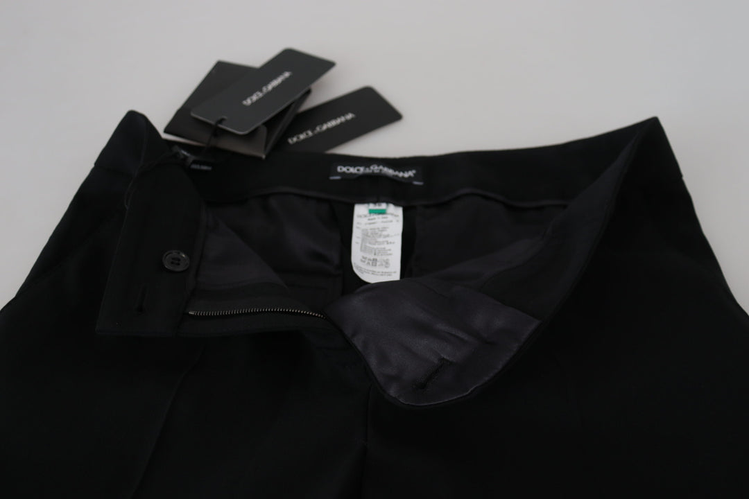 Elegant black trousers made of wool and silk