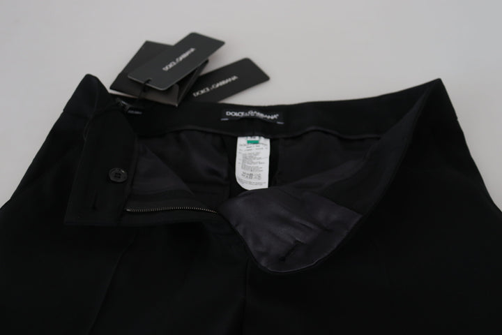 Elegant black trousers made of wool and silk