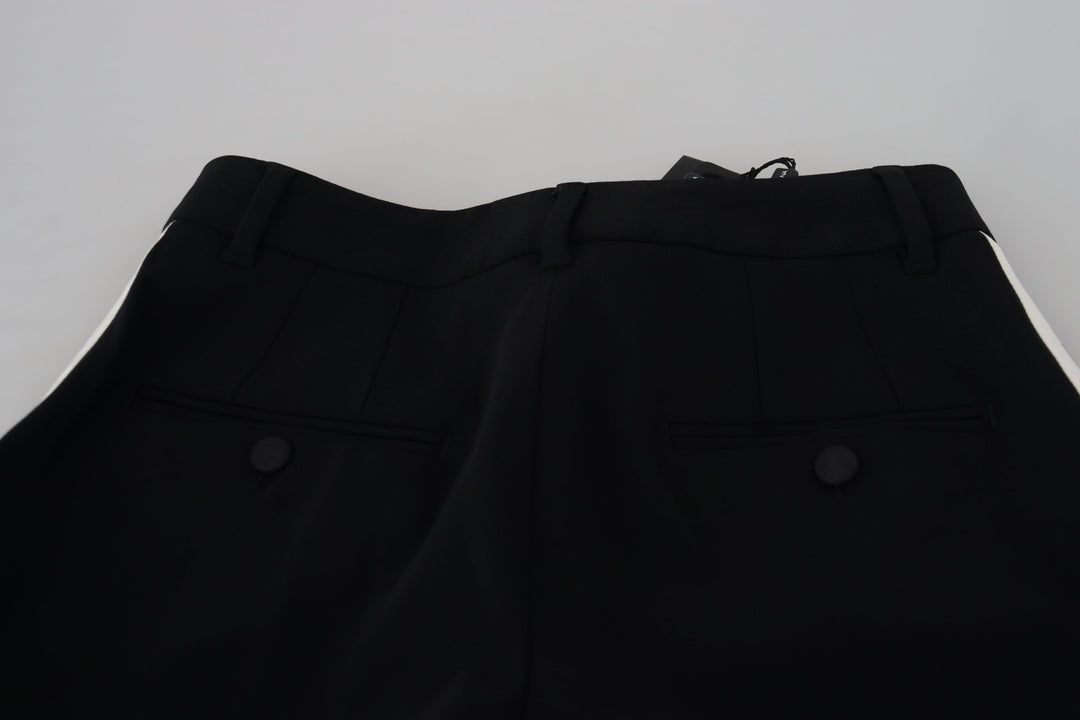 Elegant black trousers made of wool and silk