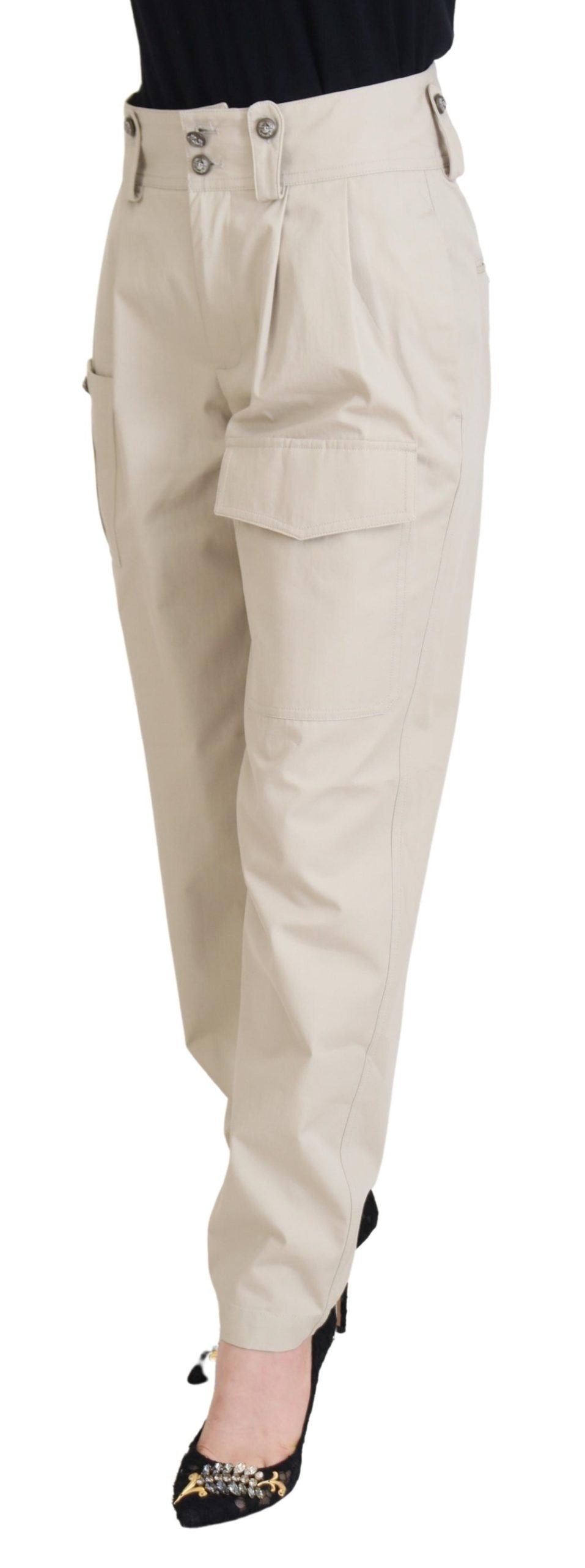 Chic beige cotton trousers for elegant comfort