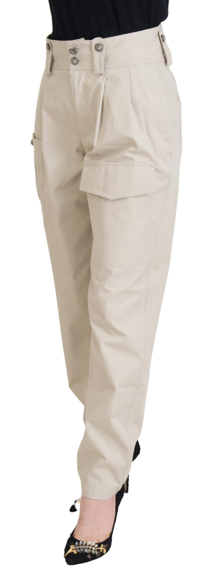 Beige Hochtaillierte Damenhosen