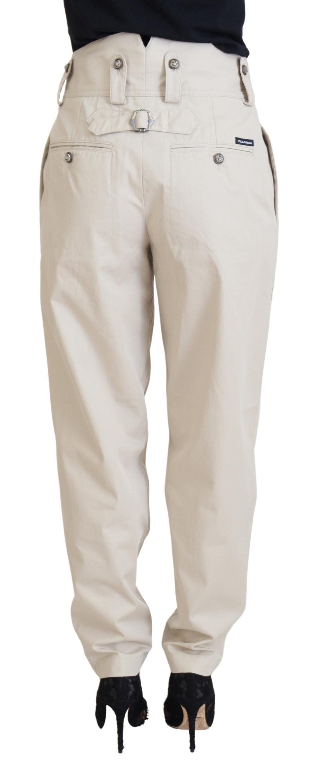 Chic beige cotton trousers for elegant comfort