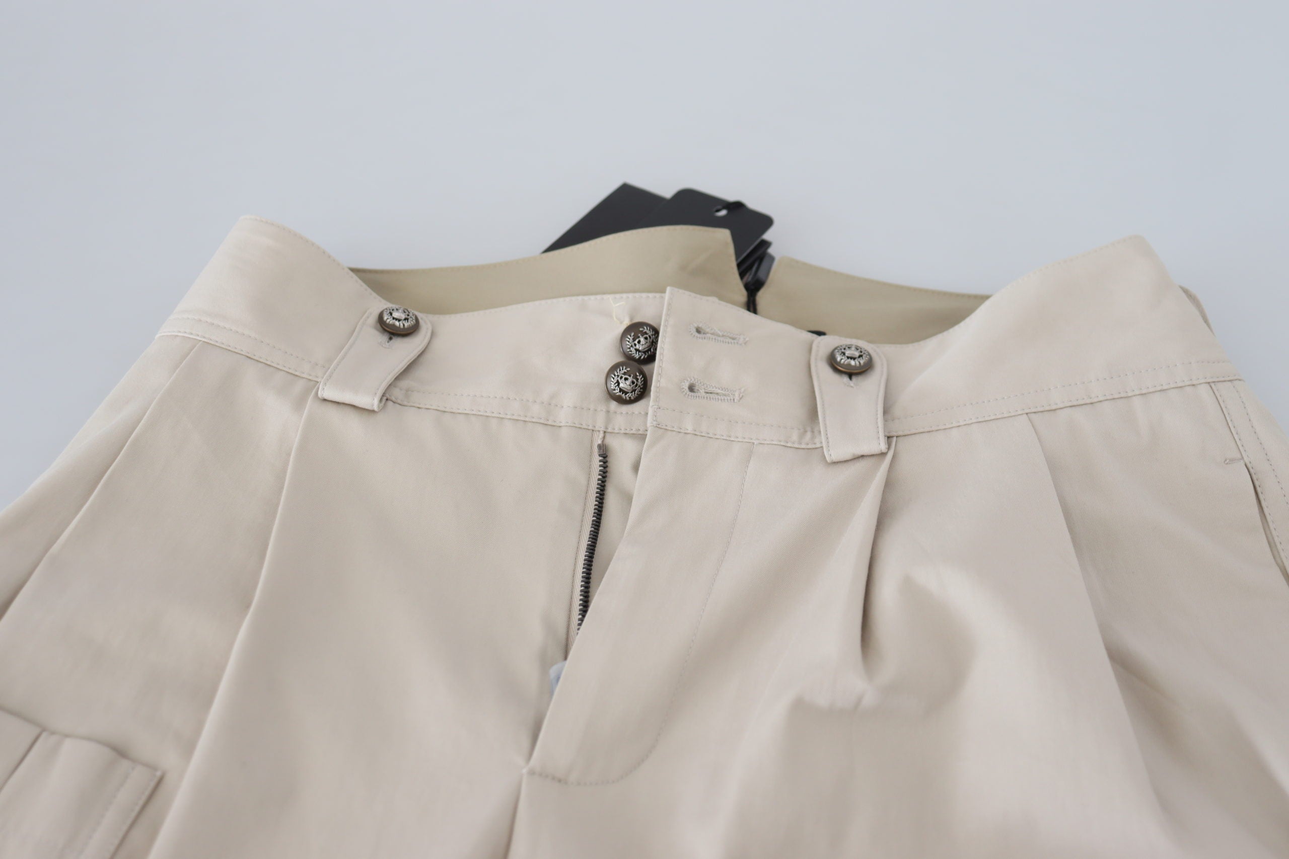 Chic beige cotton trousers for elegant comfort