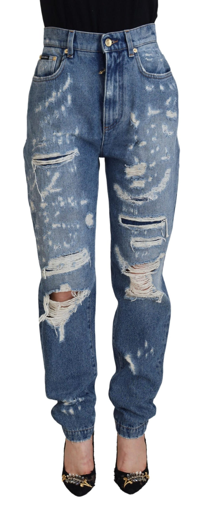 Chic tattered denim trousers - Indigo Essence