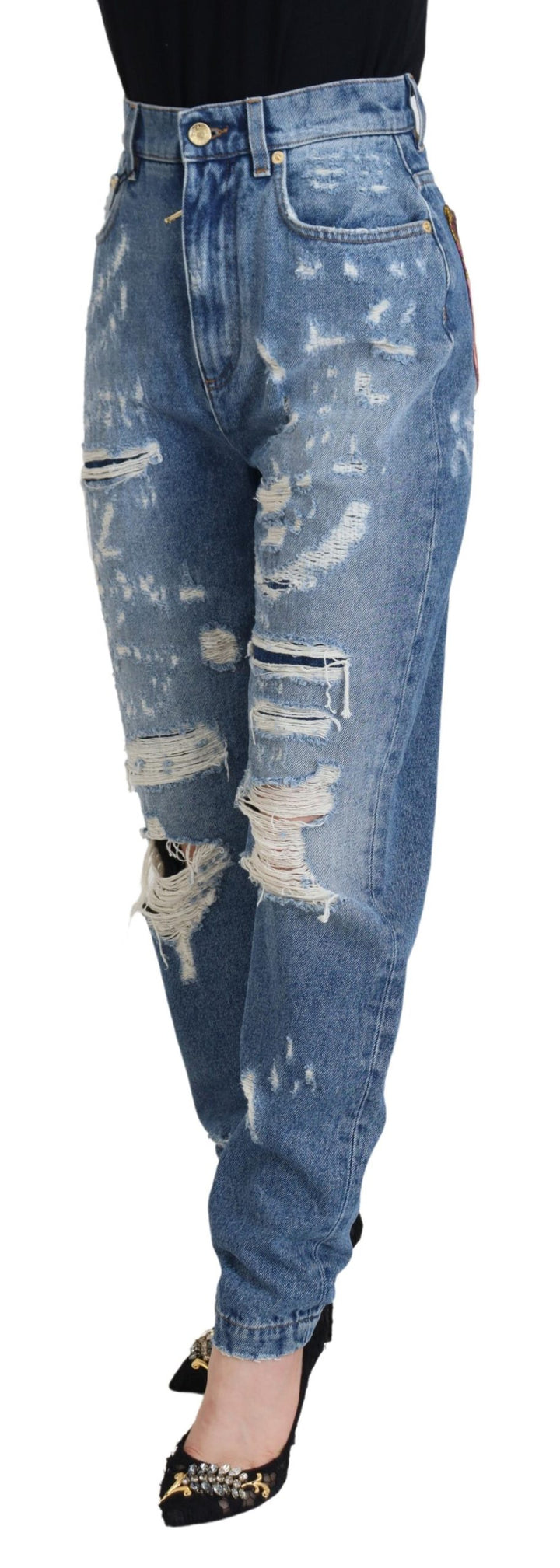 Chic tattered denim trousers - Indigo Essence