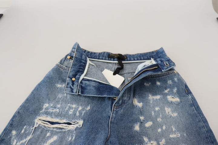 Chic tattered denim trousers - Indigo Essence
