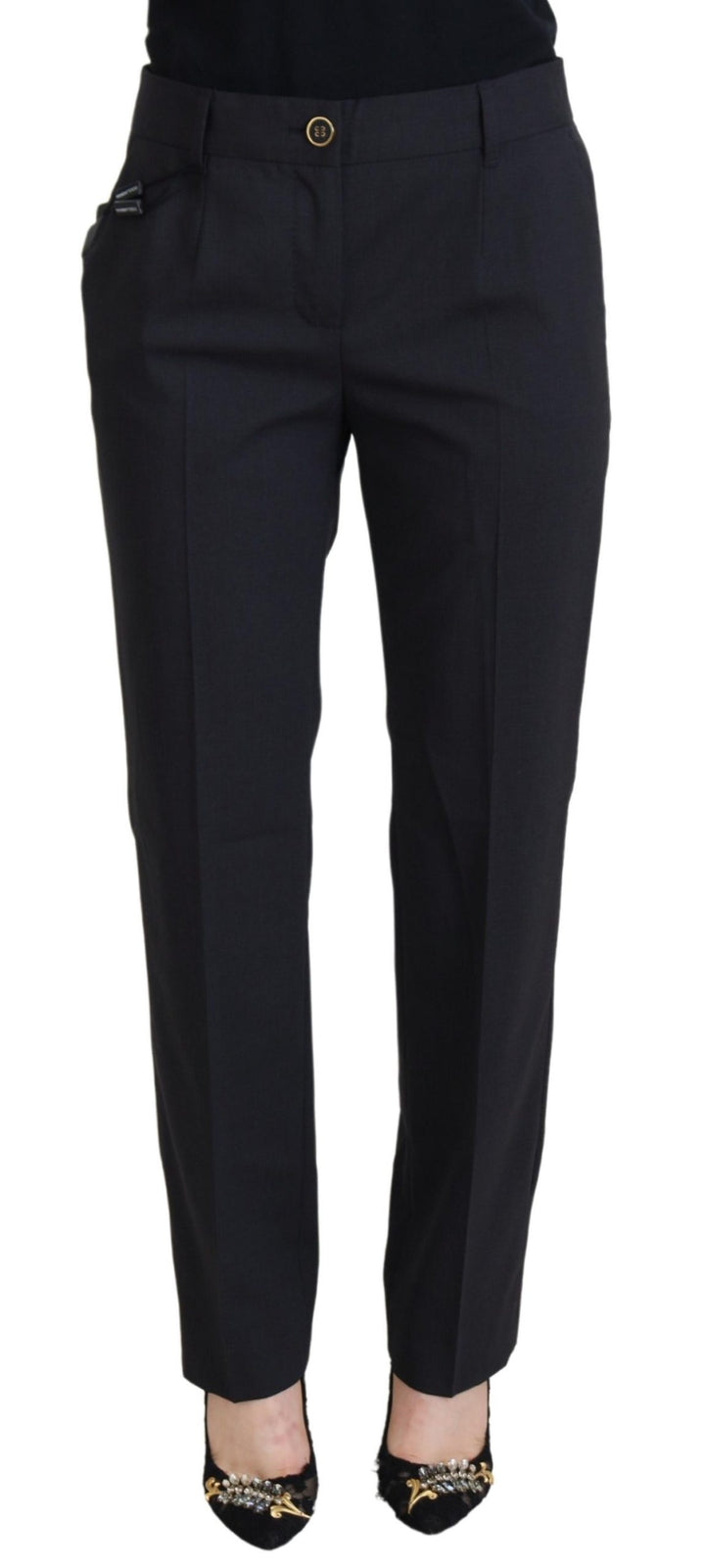 Chic grey wool blend trousers for sophisticated style