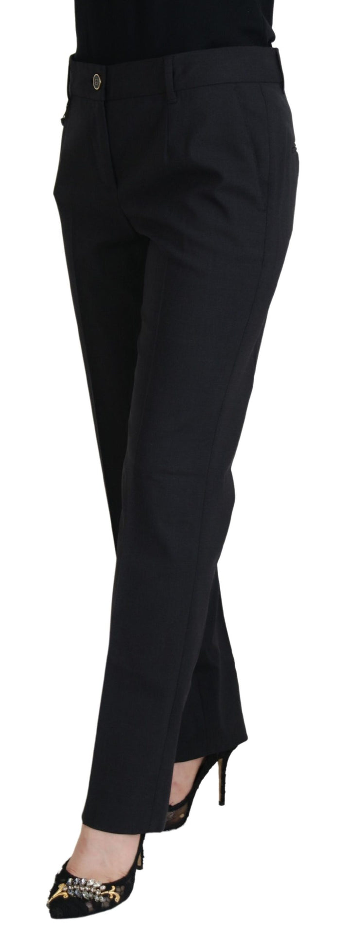 Chic grey wool blend trousers for sophisticated style