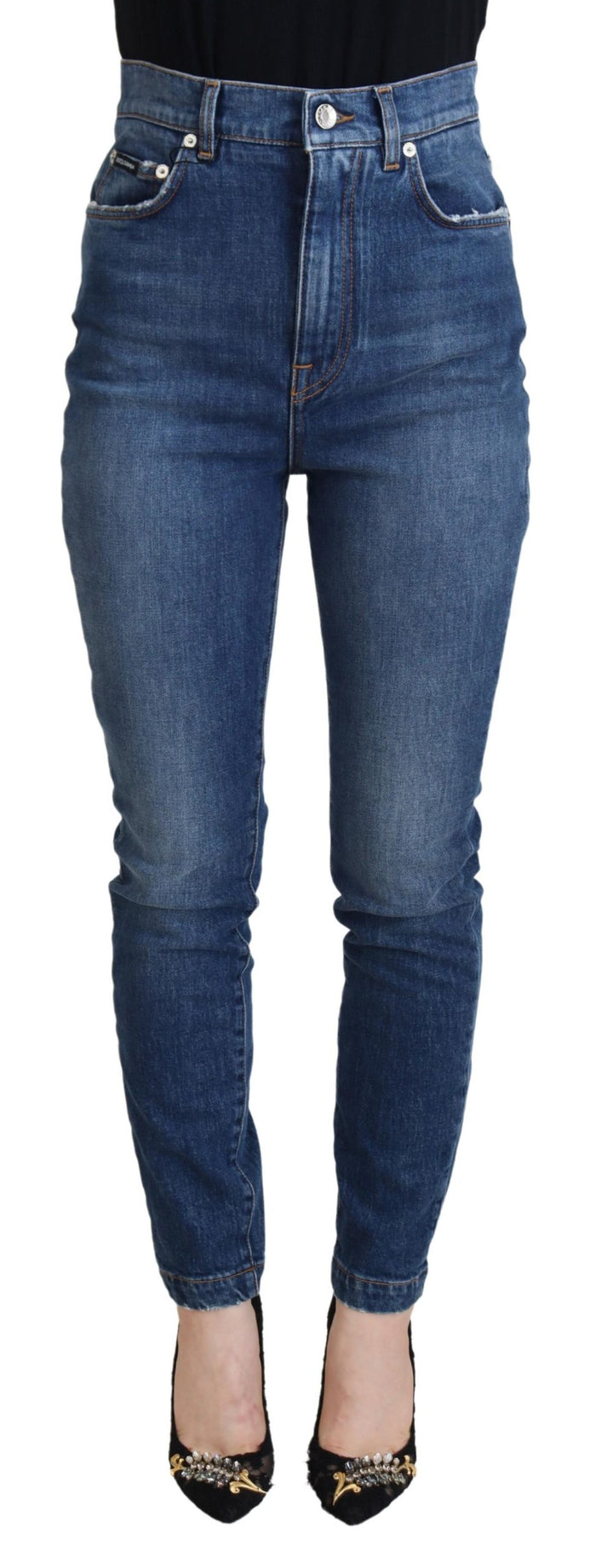 Elegant blue denim trousers - tailored fit