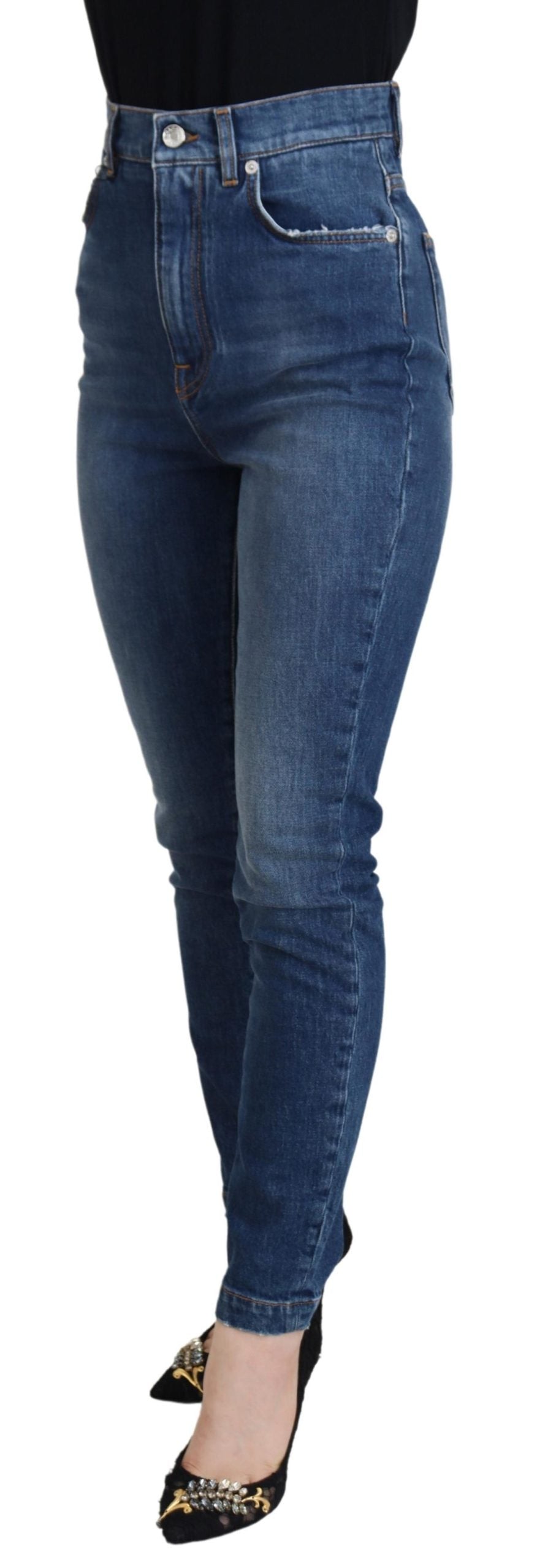 Elegant blue denim trousers - tailored fit
