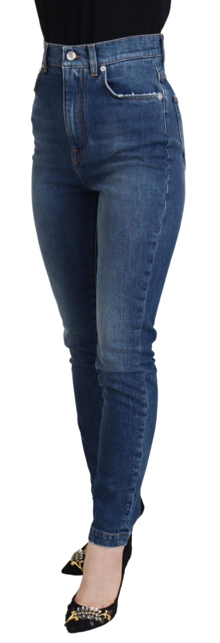 Elegant blue denim trousers - tailored fit