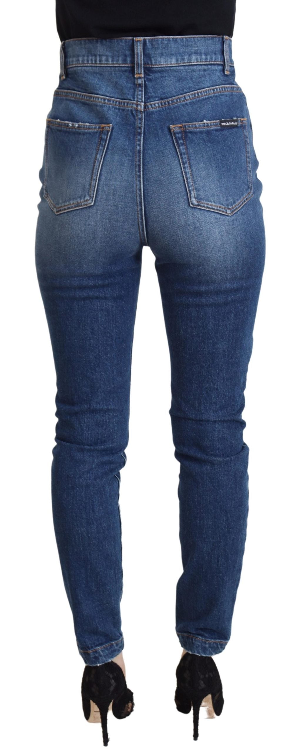 Elegant blue denim trousers - tailored fit