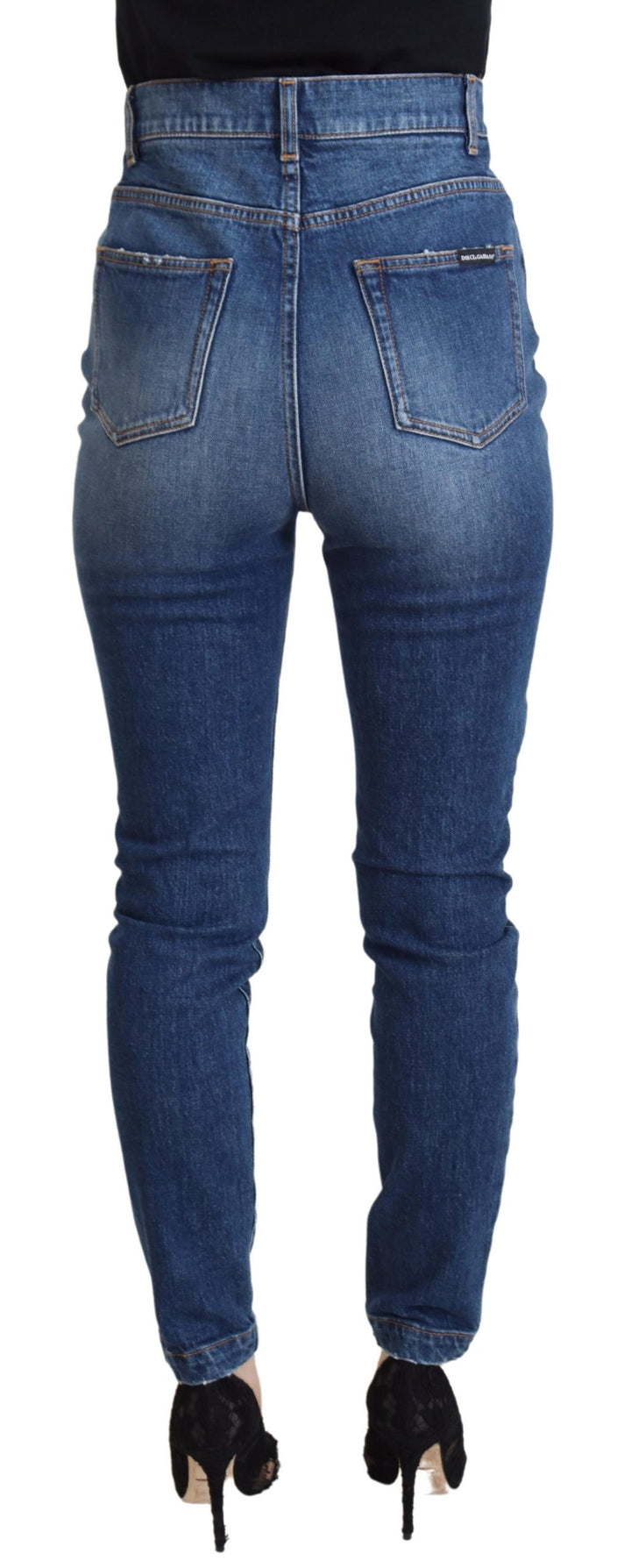 Elegant blue denim trousers - tailored fit