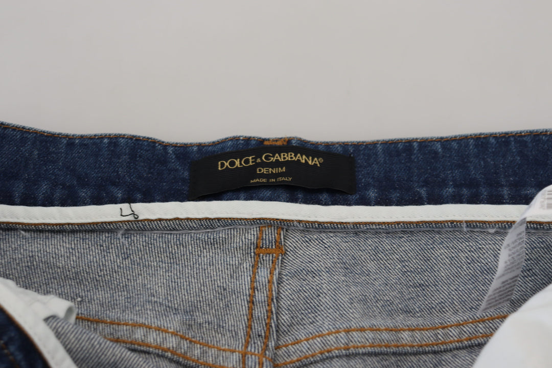 Elegant blue denim trousers - tailored fit