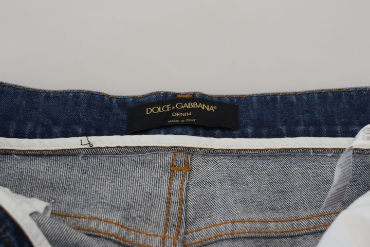 Elegant blue denim trousers - tailored fit