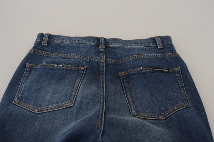 Elegant blue denim trousers - tailored fit