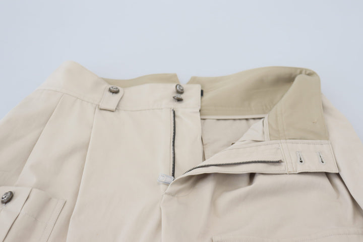 Beige Baumwolle Damen Cargo Hose