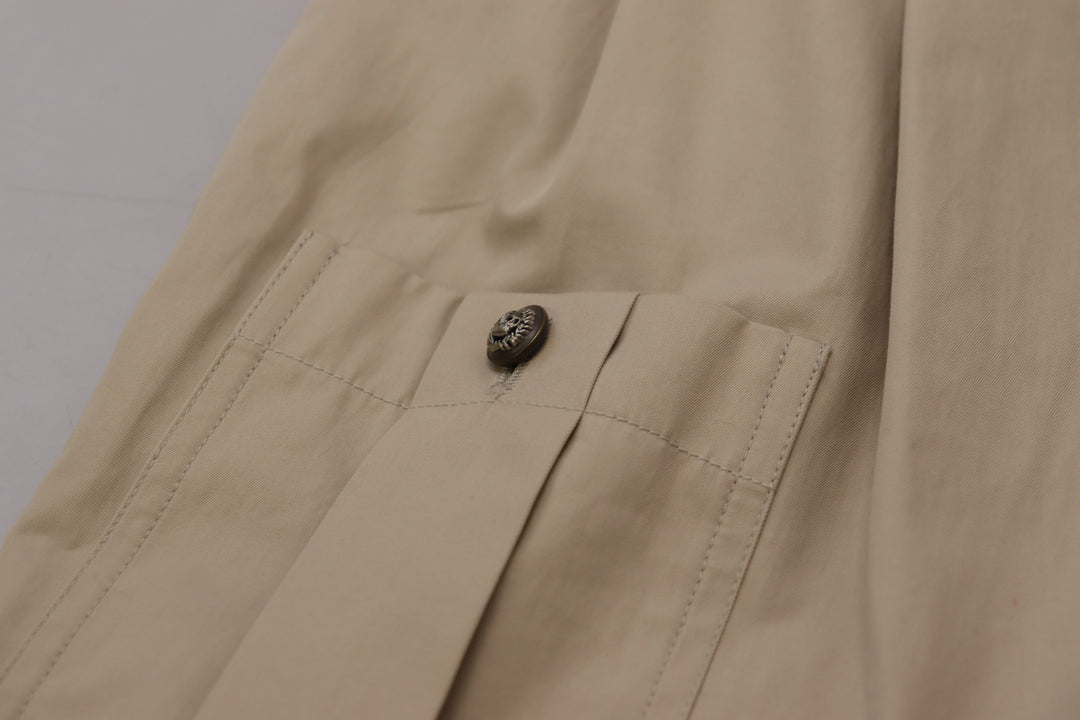 Beige Baumwolle Damen Cargo Hose