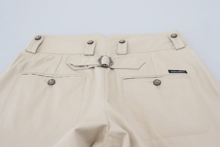 Beige Baumwolle Damen Cargo Hose