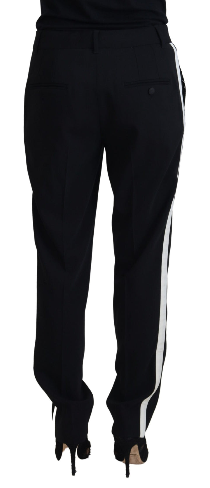 Dolce & Gabbana Elegante schwarze Hose aus einer Woll-Seiden-Mischung