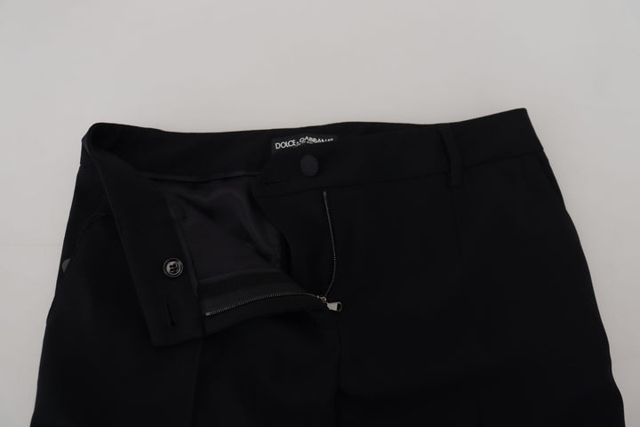 Dolce & Gabbana Elegante schwarze Hose aus einer Woll-Seiden-Mischung