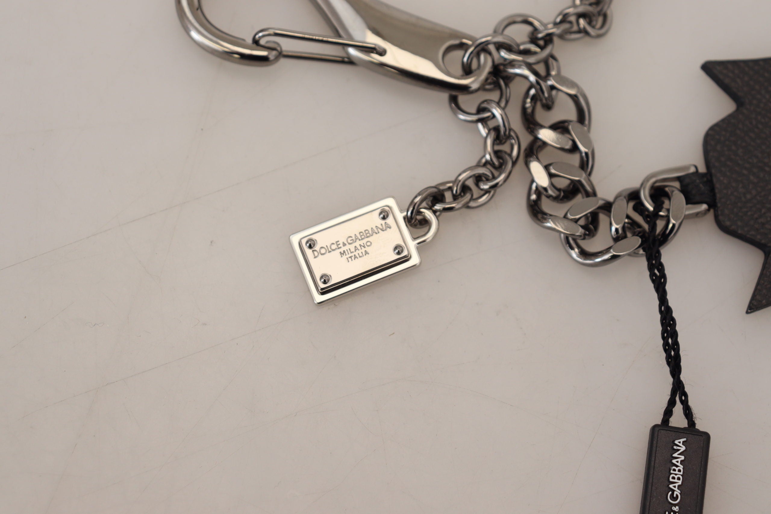 Elegant silver and black designer keychain