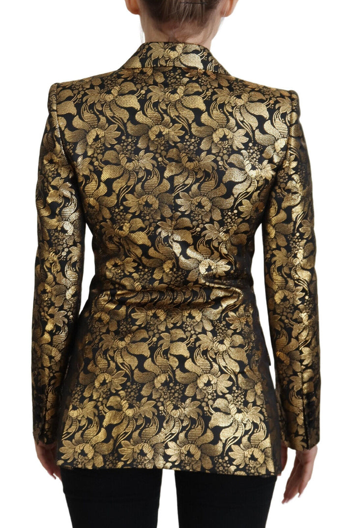 Elegant black and gold jacket with floral pattern