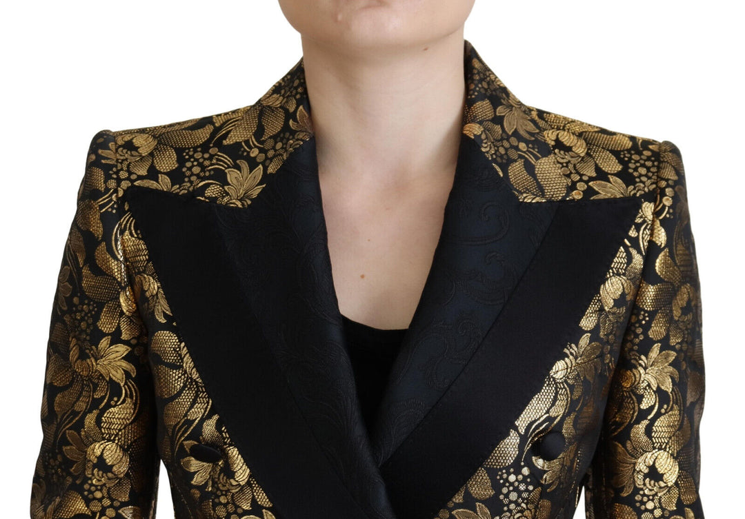 Elegant black and gold jacket with floral pattern