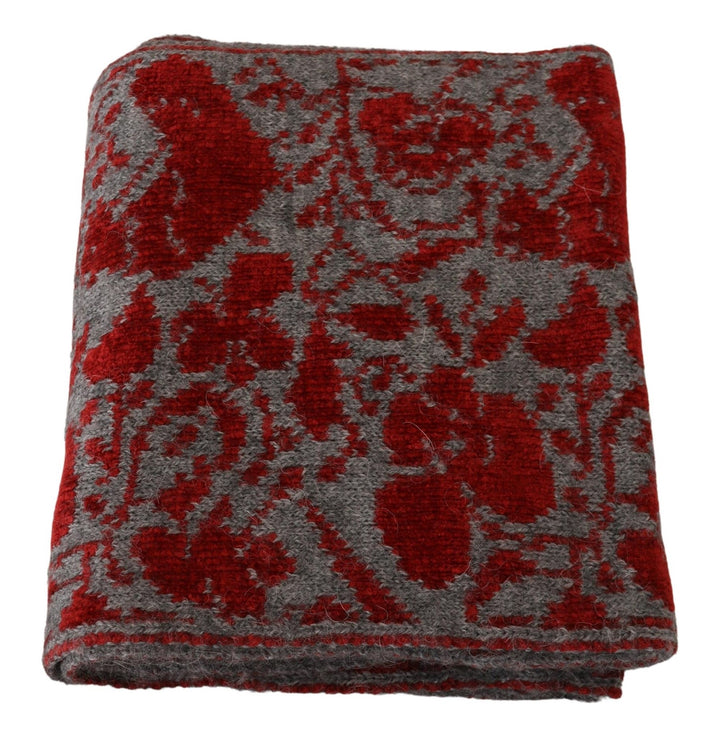 Chic red and grey cotton wrap scarf