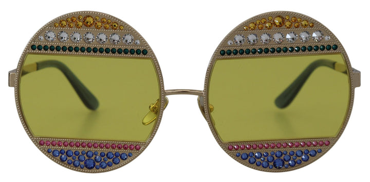 Dolce & Gabbana Ovale Sonnenbrille mit Kristallverzierung in Gold