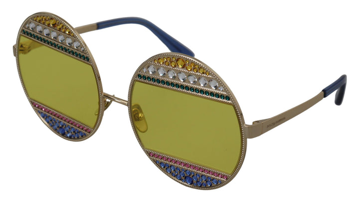 Dolce & Gabbana Ovale Sonnenbrille mit Kristallverzierung in Gold